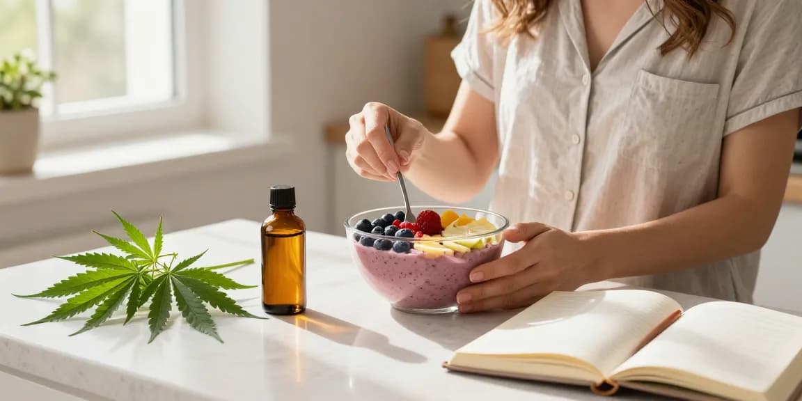 Marketing & Publicidad en el contexto de productos CBD de calidad y naturales elaborados en una cocina luminosa.