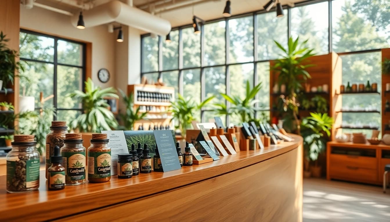 Shop cannabis shop online with an inviting display of cannabis strains and accessories.