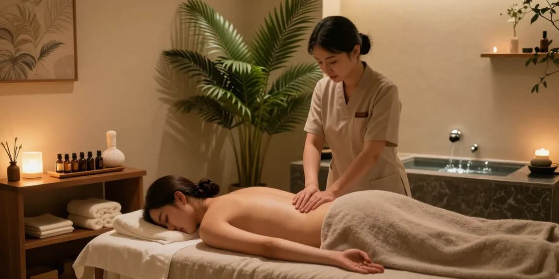 Experience the tranquility of 부산스웨디시 massage in a luxurious spa setting with ambient lighting and soothing atmosphere.