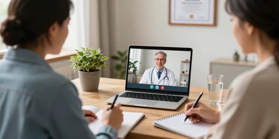 Patient engaging in a telemedicine consultation for an MMJ card online, showcasing comfort and professionalism in a home office.
