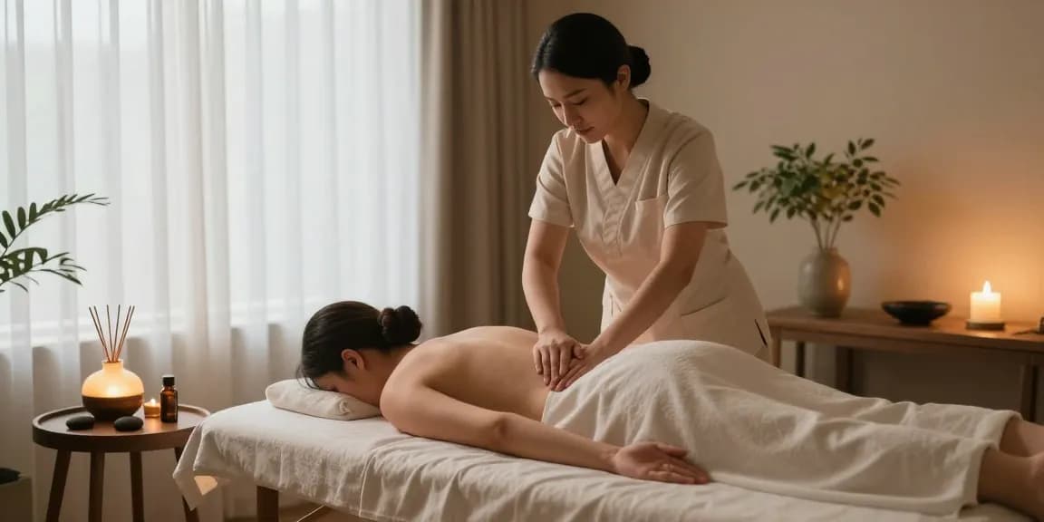 Swedish massage therapy session at a serene wellness spa, featuring a licensed therapist and soothing ambiance.