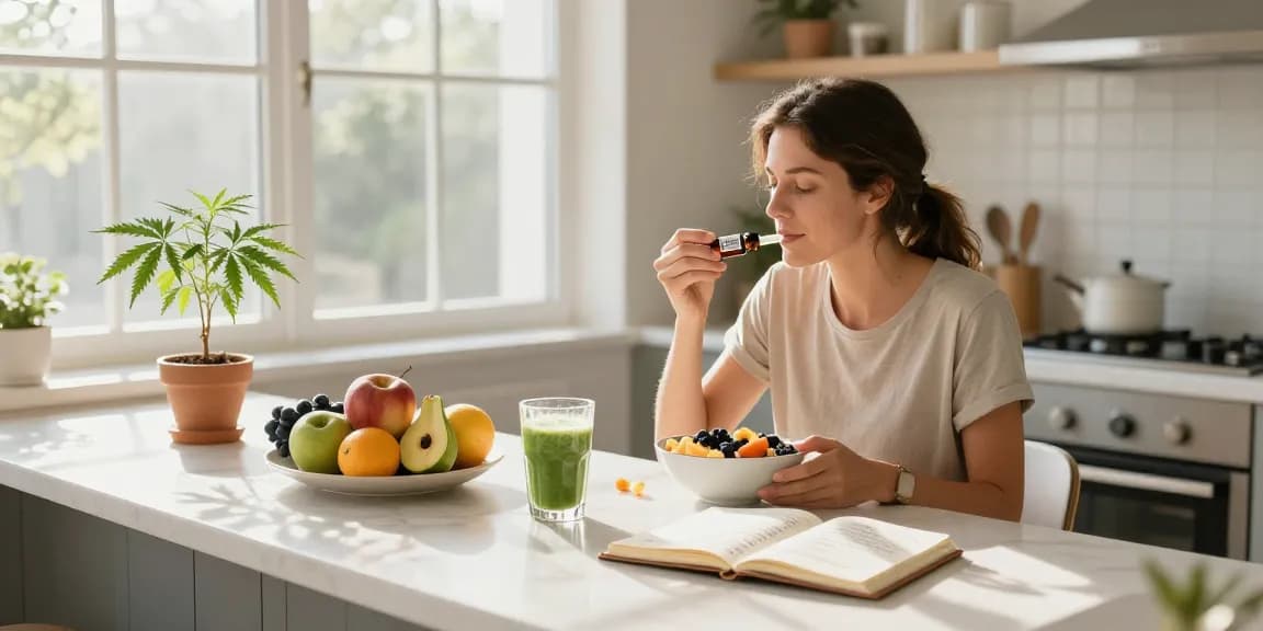 Reviews for hempworx CBD oil tincture enhance natural wellness with premium, organic ingredients in a serene morning routine.