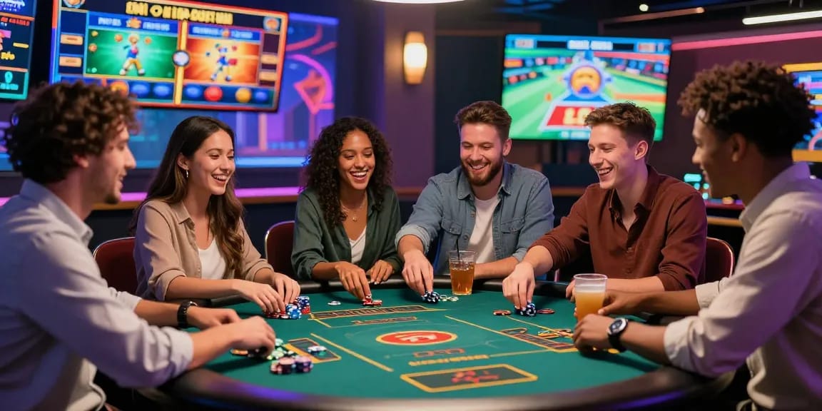 Exciting online gaming experience at go99 casino with friends celebrating wins in vibrant digital environment.