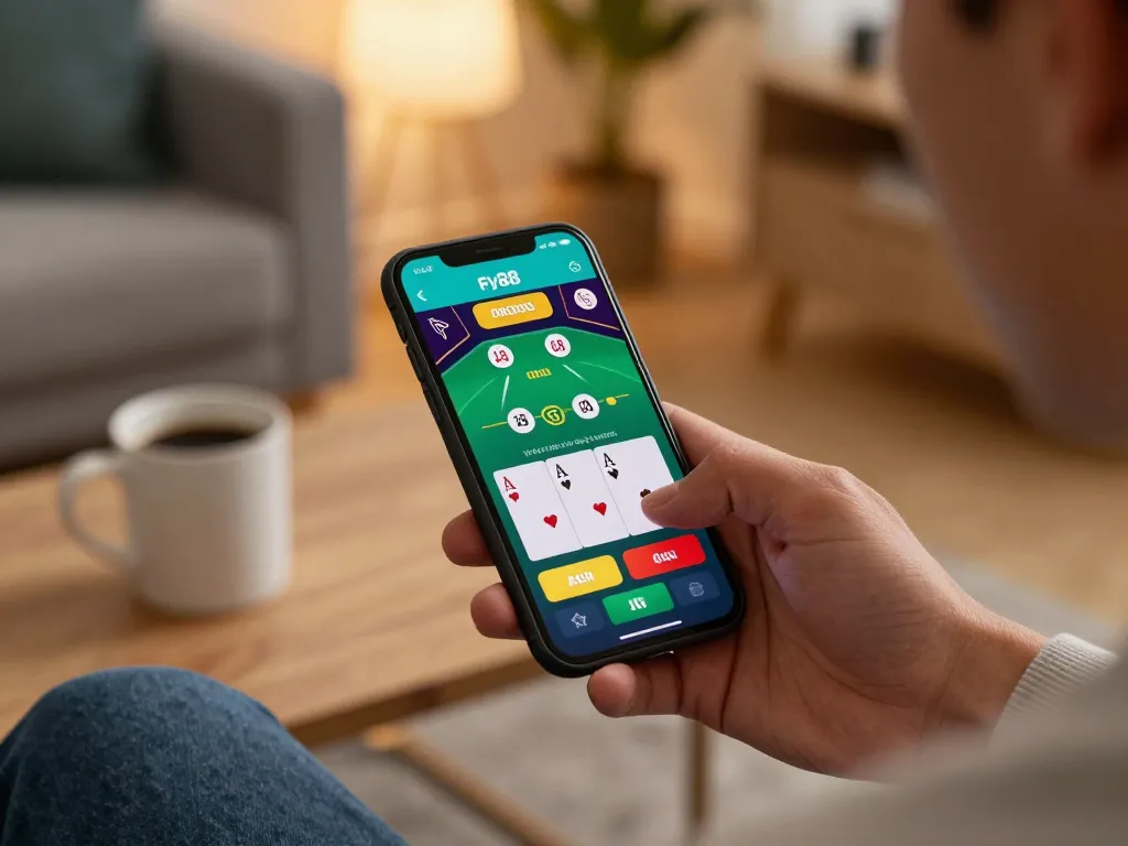 Engaging mobile gameplay on the fly88 app showcasing live dealer blackjack for at-home entertainment.