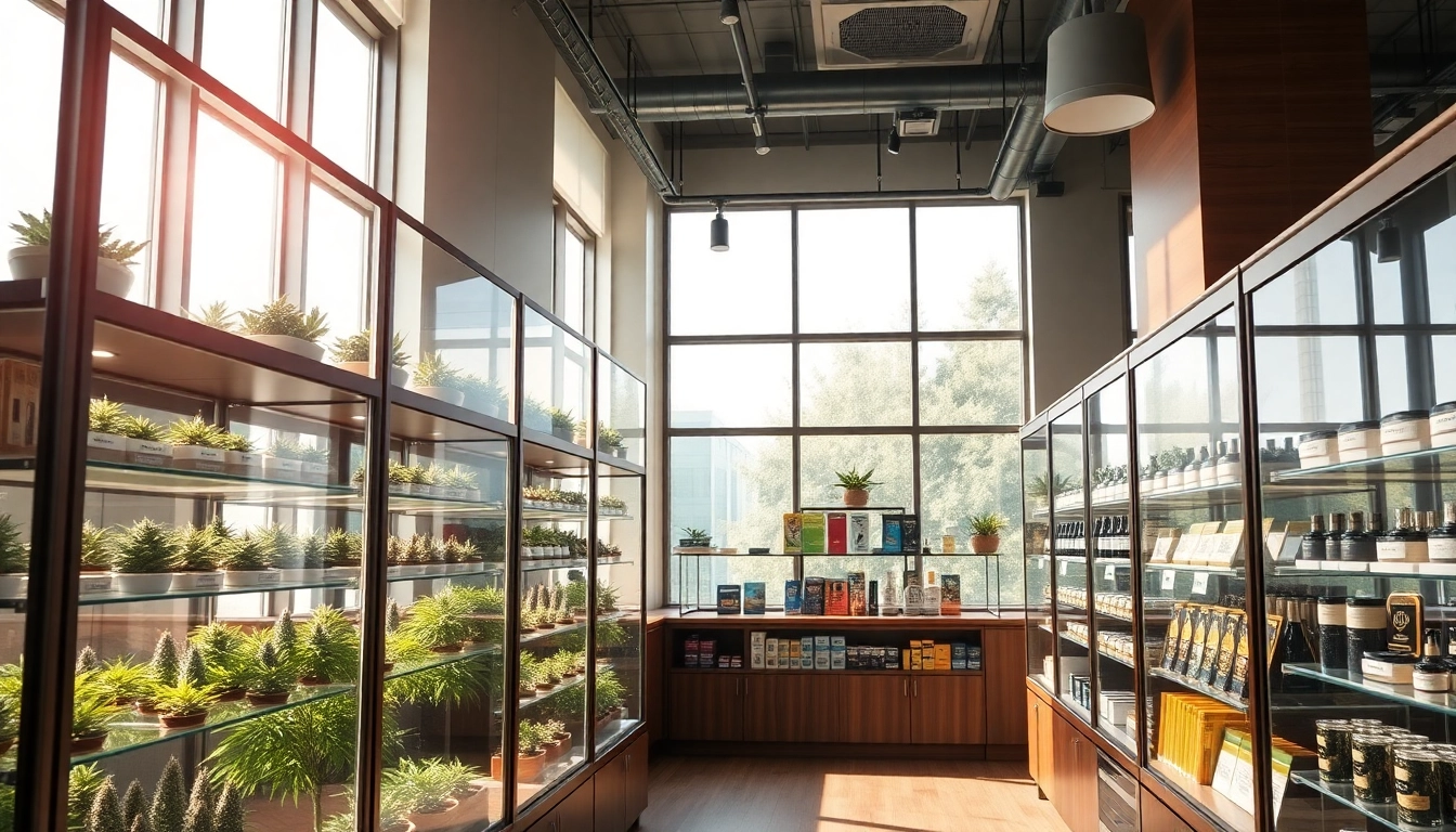 Explore the vibrant interior of a Weed Store featuring a modern retail display of cannabis products.