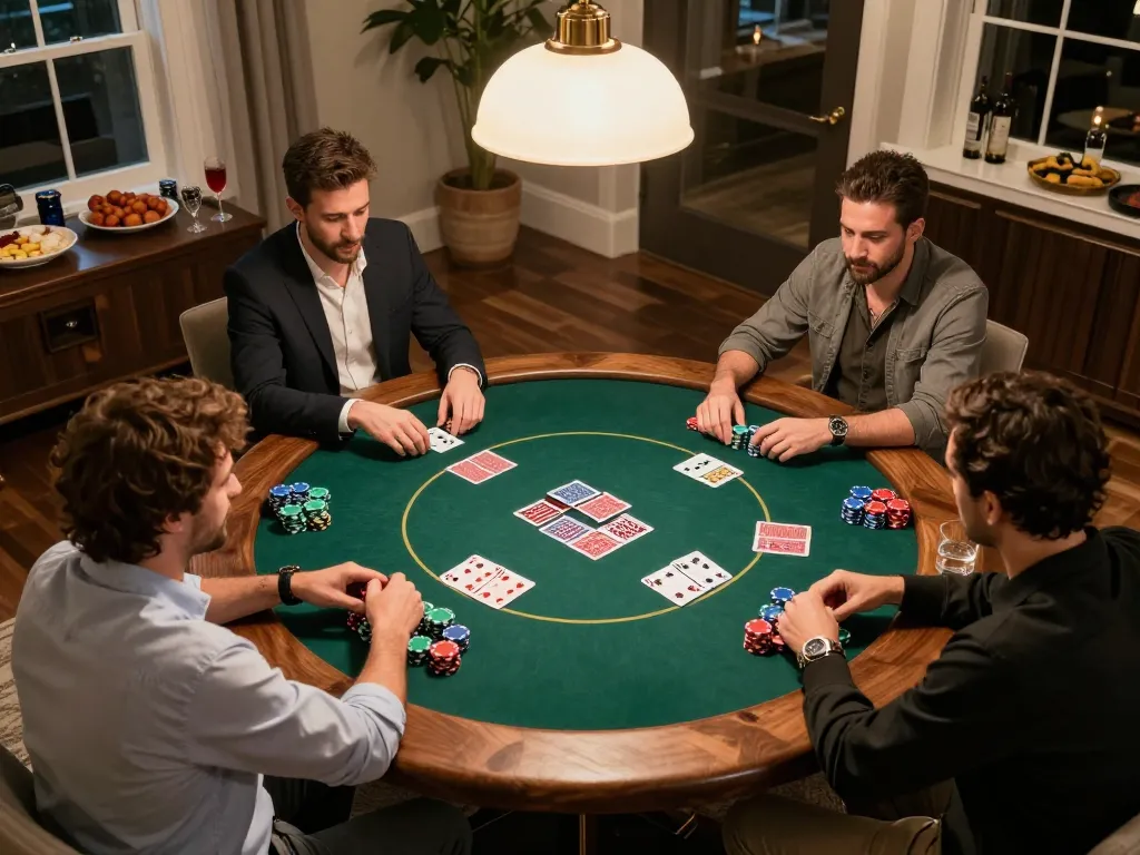 Friends enjoying a poker night showcasing strategic gameplay and keonhacai excitement