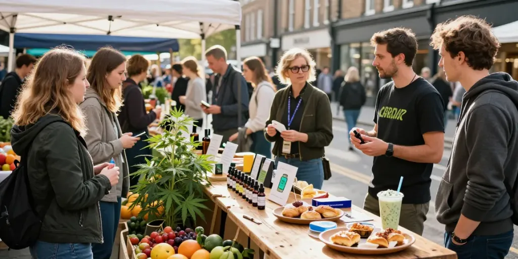 Buy weed in Newcastle Upon Tyne at vibrant market filled with organic CBD products and healthy lifestyle options.