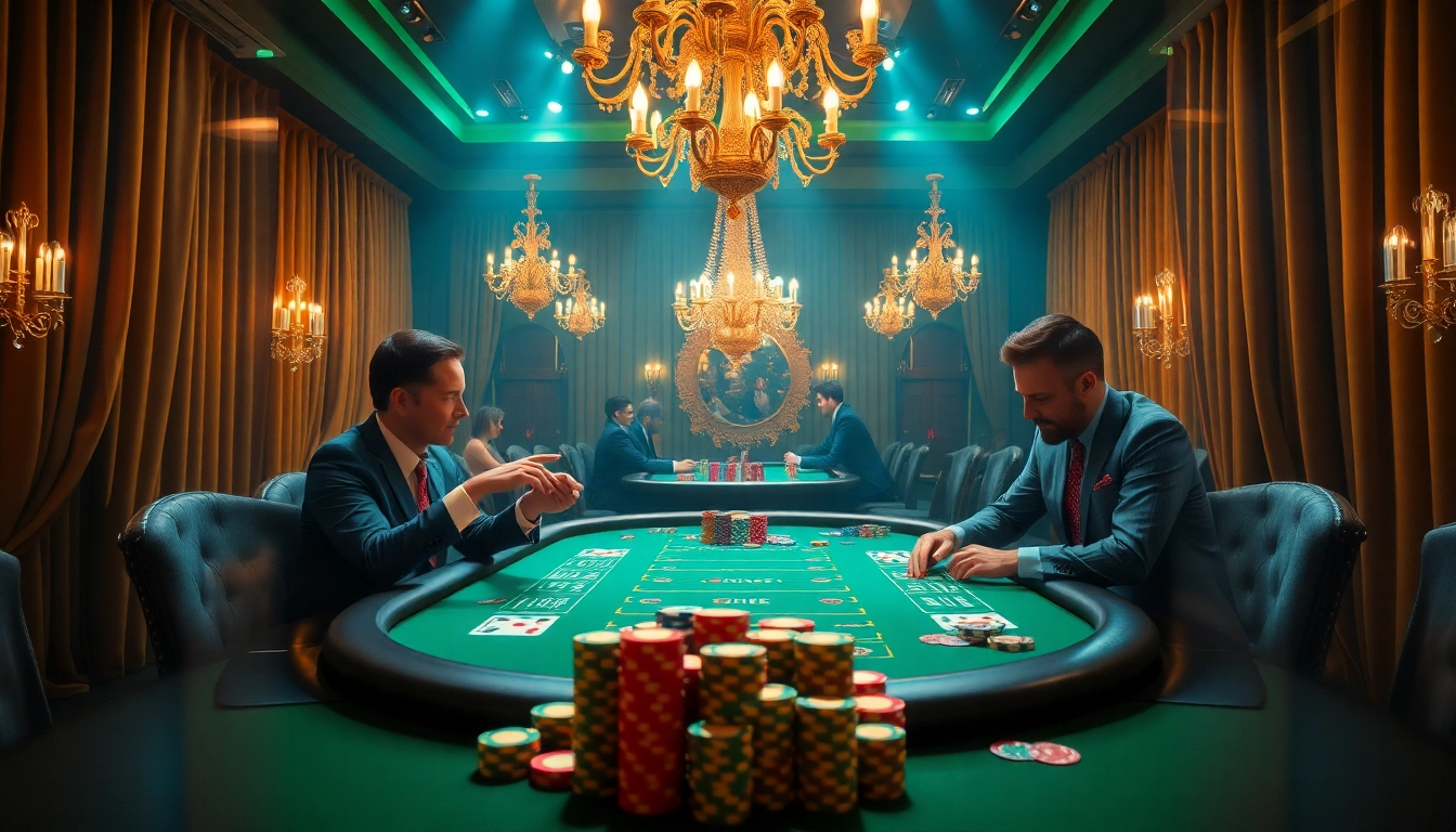 An immigration lawyer Melbourne expertly analyzing strategies at a luxury poker table in a casino.