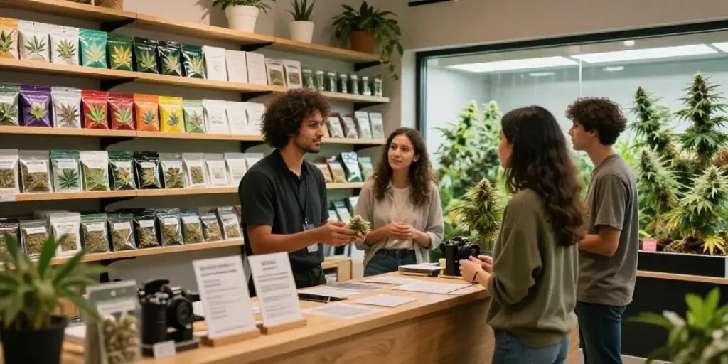 Professionelle Beratung beim Cannabissamen kaufen in einem modernen Shop