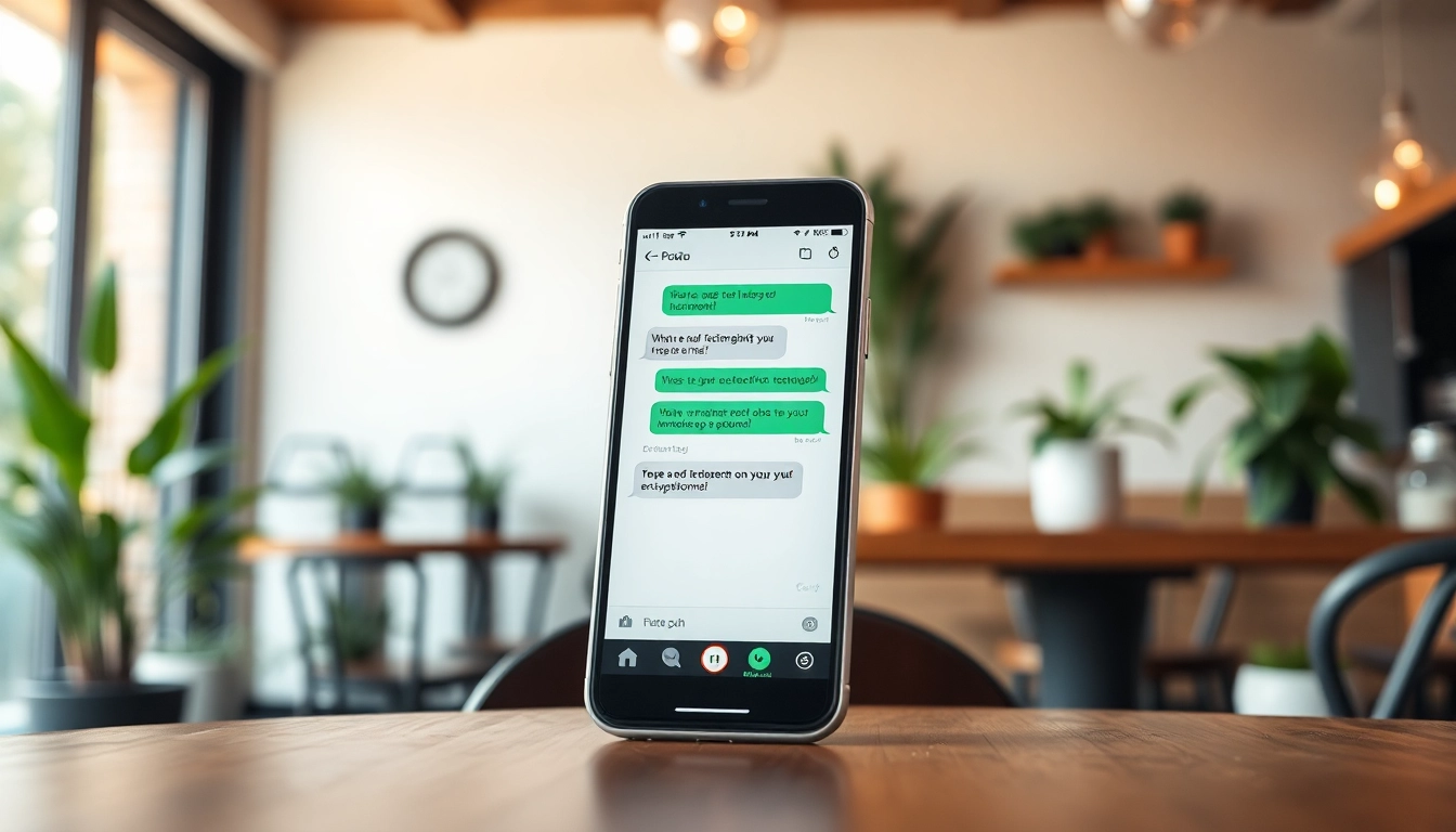 Potato下载 displayed on a smartphone in a cozy cafe, showcasing secure messaging features.