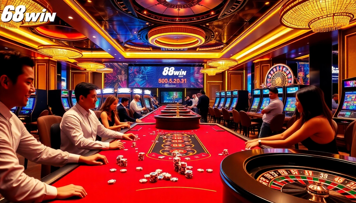 Players winning big at the 68win casino tables, showcasing excitement and strategic gameplay.