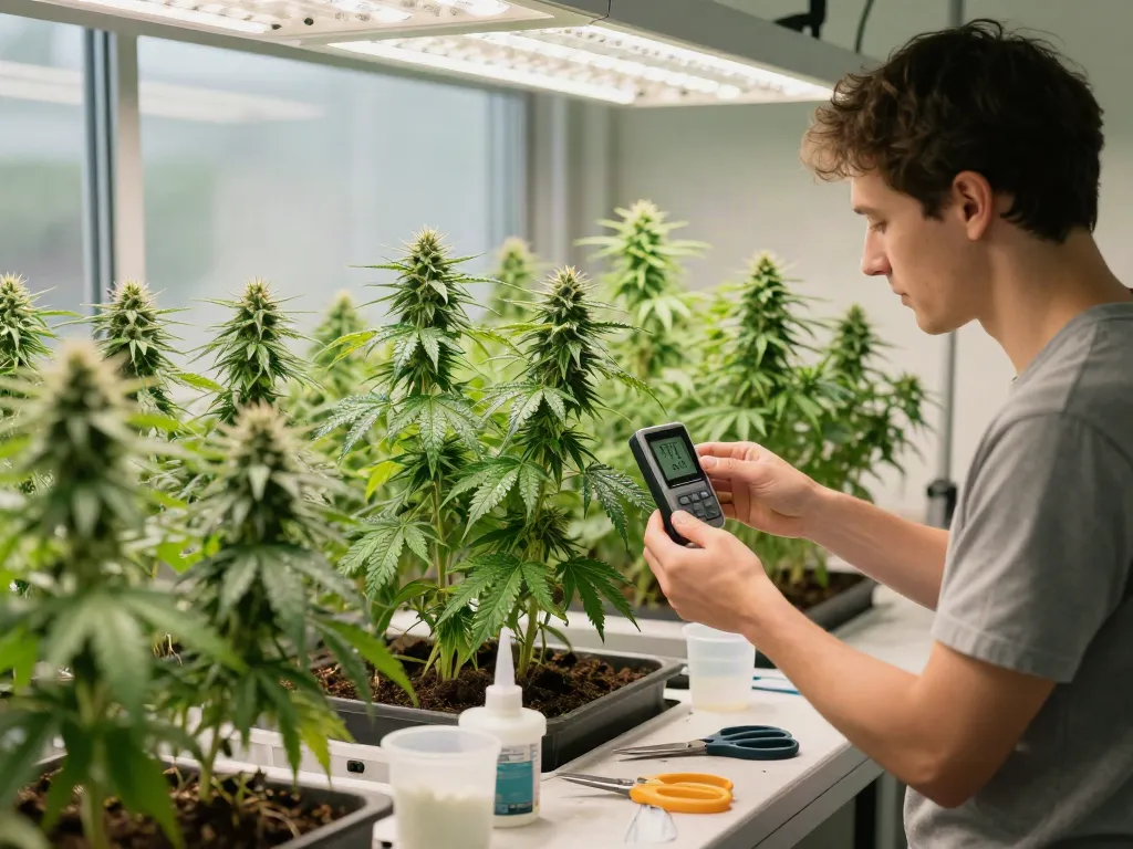Cannabis seeds for sale highlighted in vibrant indoor cultivation scene showcasing healthy plants and cultivation tools.