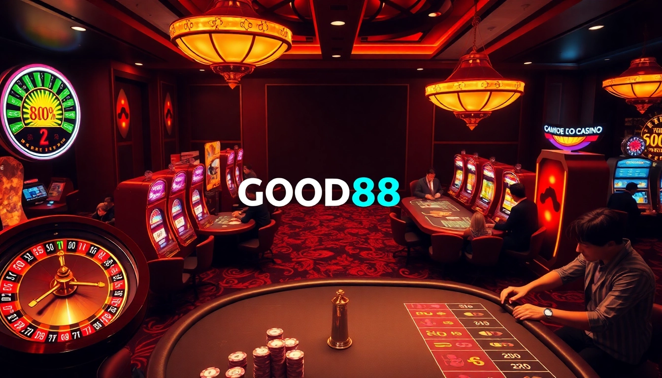 Engaging gamblers at the vibrant GOOD88 casino interface with roulette and poker games.