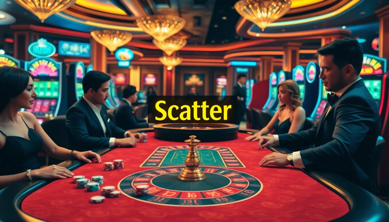 Experience the thrill of scatter hitam gaming at an upscale casino table with dynamic players.
