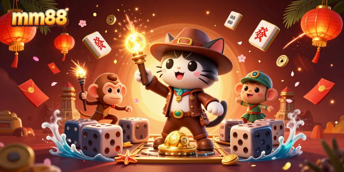 Experience thrilling gameplay with mm88 as the archaeologist cat discovers casino treasures.