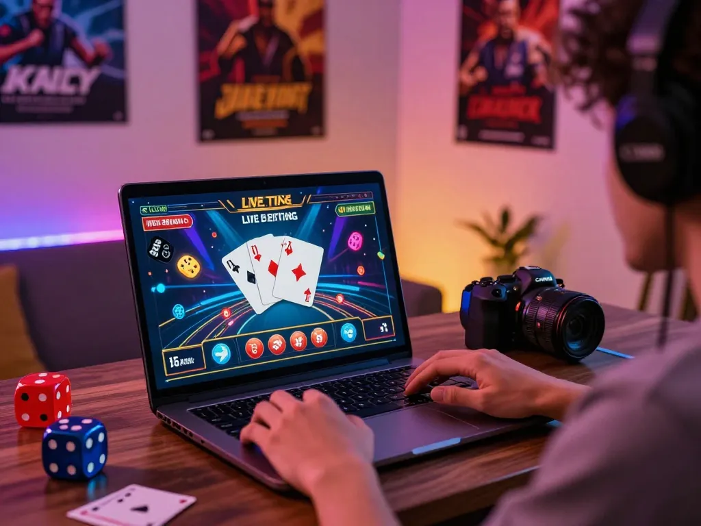 Player enjoying 8kbet online gaming experience with vibrant graphics and casino elements.