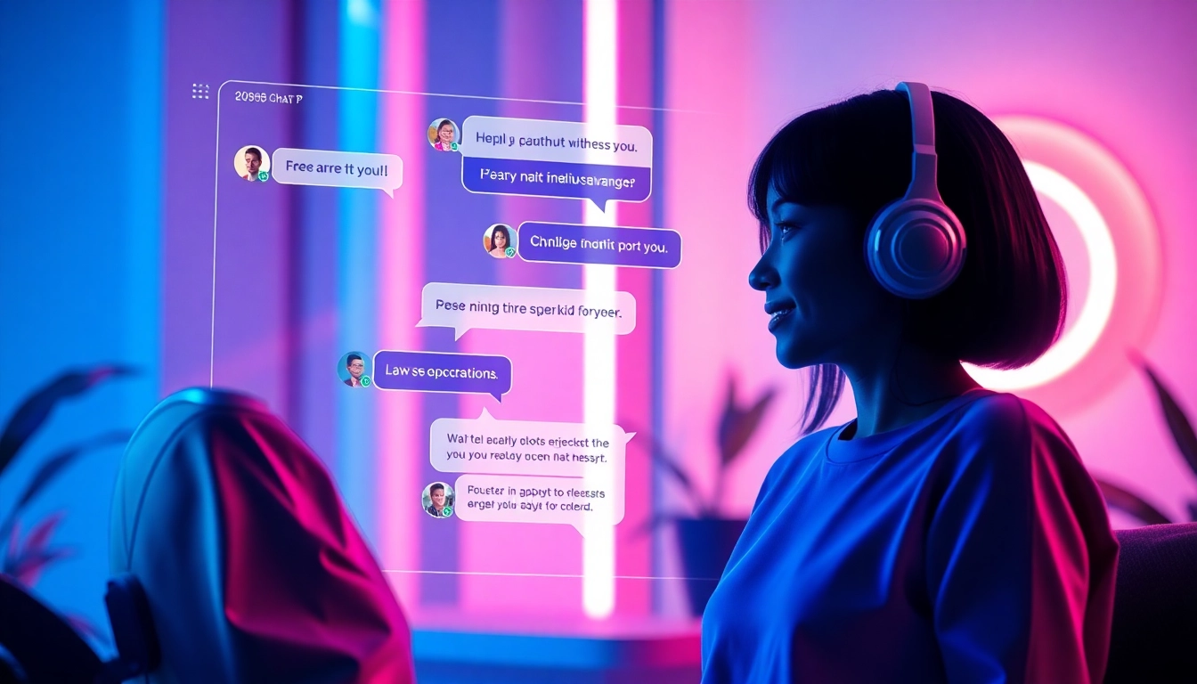 Engaging AI chat interface demonstrating ai sex chat free interactions with vibrant colors and modern design.