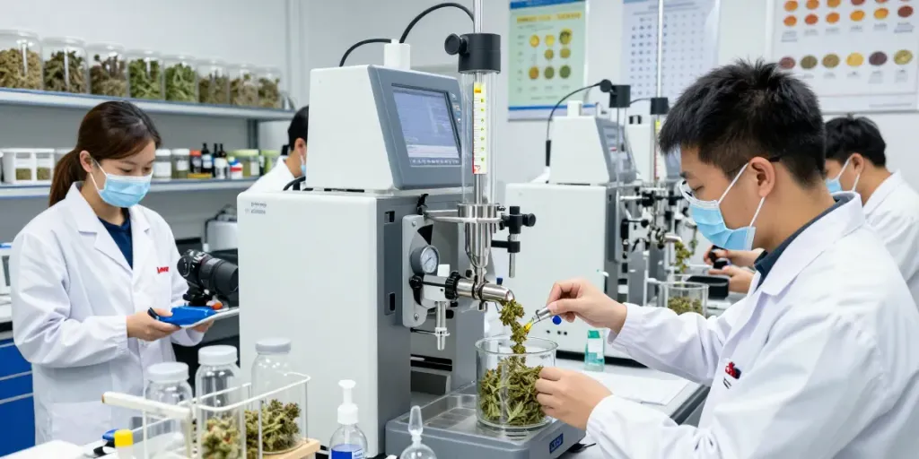 Honey Badger extracts being processed in a professional cannabis extraction lab environment.