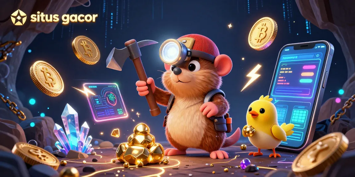 Spin the reels with situs gacor in this vibrant 3D illustration, featuring treasures and crypto coins!