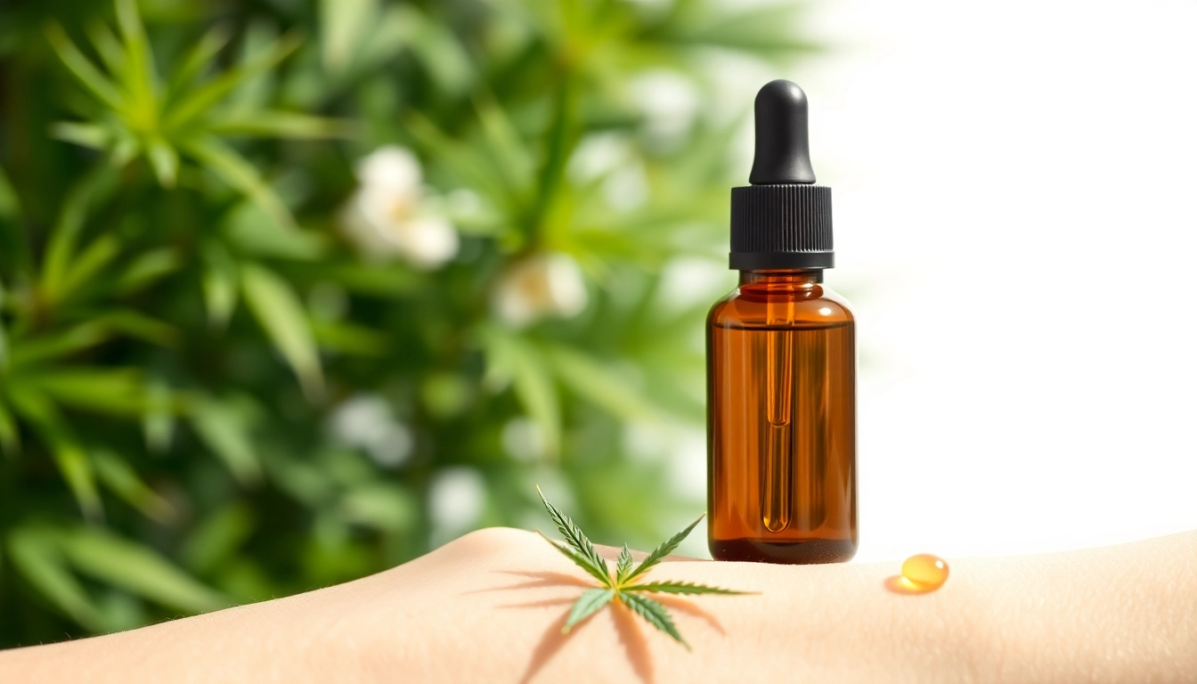 Showcasing CBD oil for skin in a minimalist setup, highlighting its natural and soothing properties.