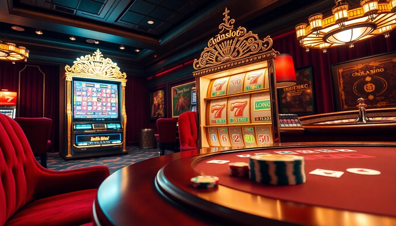 Experience the thrill of playing idnslot on an exquisite slot machine in a luxurious casino setting.